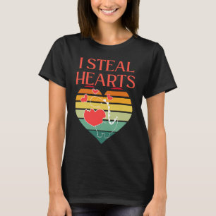 I Steal Hearts Cute Dino Valentines Day T-Shirt