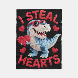 I Steal Hearts Cute Dinosaur Outfit For Kids Valen Fleece Blanket