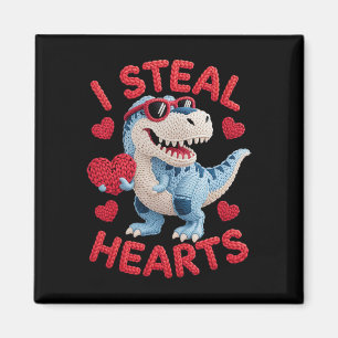 I Steal Hearts Cute Dinosaur Outfit For Kids Valen Magnet