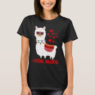 I Steal Hearts cute Llama Valentines Day T-Shirt