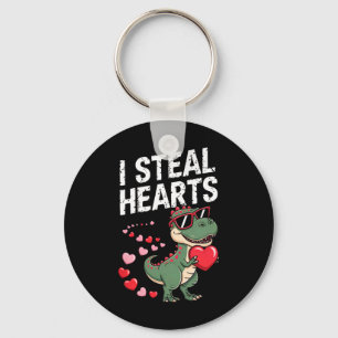 I Steal Hearts' Cute Valentine's Dinosaur T-rex Key Ring