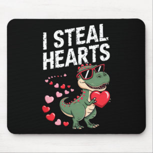 I Steal Hearts' Cute Valentine's Dinosaur T-rex Mouse Pad