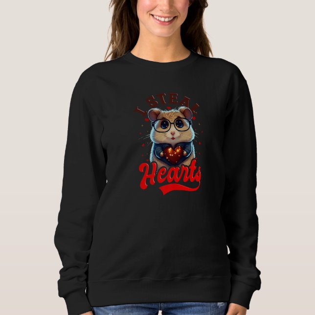 I Steal Hearts Design Hamster Valentines Day Premi Sweatshirt (Front)