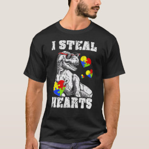 I Steal Hearts Dino Trex Toddler Baby Boy Autism A T-Shirt