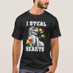 I Steal Hearts Dino Trex Toddler Baby Boy Autism A T-Shirt