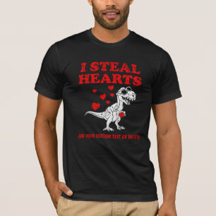 I Steal Hearts Dino Valentines Day Valentines T-Shirt