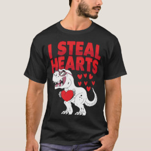 I Steal Hearts Dinoassaur Valentines Happy Valenti T-Shirt