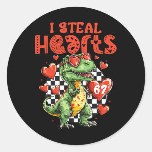 I Steal Hearts Dinosaur 67 Valentine Humor Meme Si Classic Round Sticker