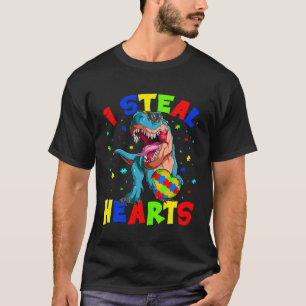 I Steal Hearts Dinosaur Autism Awareness Kids Boys T-Shirt