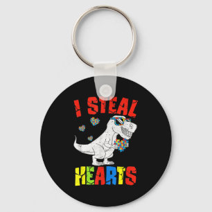 I Steal Hearts Dinosaur Autism Awareness Toddler B Key Ring