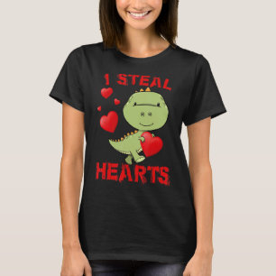 I Steal Hearts Dinosaur Dino Rex Valentines Day Bo T-Shirt