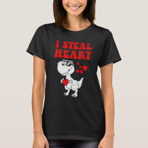 I Steal Hearts Dinosaur Dino Rex Valentines Day Bo T-Shirt
