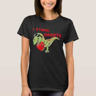 I Steal Hearts Dinosaur Dino Rex Valentines Day Bo T-Shirt