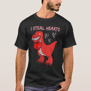 I Steal Hearts Dinosaur Funny Valentine Day Graphi T-Shirt