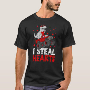 I Steal Hearts Dinosaur Riding Monster Truck Valen T-Shirt