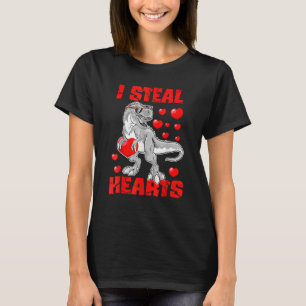 I Steal Hearts Dinosaur T Rex Valentines Day Boys T-Shirt
