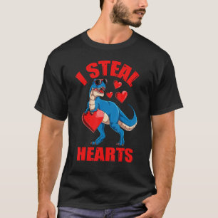I Steal Hearts Dinosaur Toddler Kids Baby Boy Vale T-Shirt
