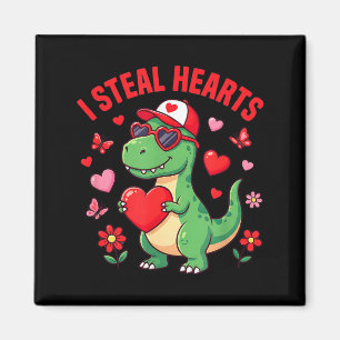 I Steal Hearts Dinosaur Trex Dino Love Valentines Magnet