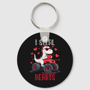 I Steal Hearts Dinosaur Truck Valentine Key Ring
