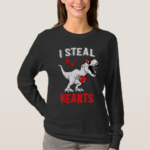 I Steal Hearts  Dinosaur Valentines Day Boys Kids T-Shirt