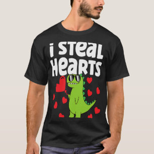 I Steal Hearts Dinosaur Valentines Day For Baby Bo T-Shirt
