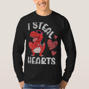 I Steal Hearts Dinosaur Valentines Day For Baby Bo T-Shirt