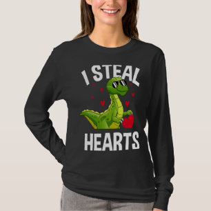 I Steal Hearts Dinosaur Valentines Day For Baby Bo T-Shirt