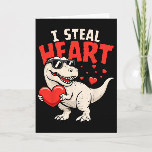 I Steal Hearts Dinosaur Valentines For Boys Girls Card