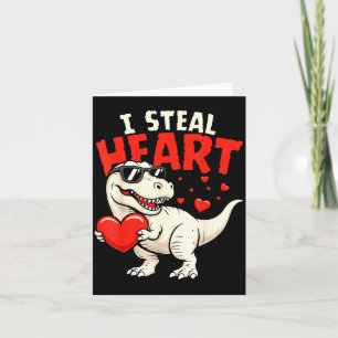I Steal Hearts Dinosaur Valentines For Boys Girls  Card