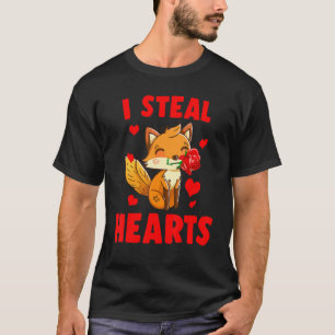 I Steal Hearts Fox Animal Valentines Day Kids Boys T-Shirt
