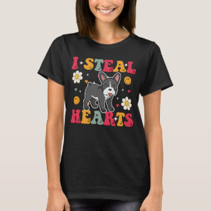 I Steal Hearts French Bulldog Valentines Day Retro T-Shirt