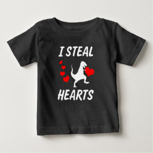 I Steal Hearts funny boys Dinosaur Valentine's Day Baby T-Shirt