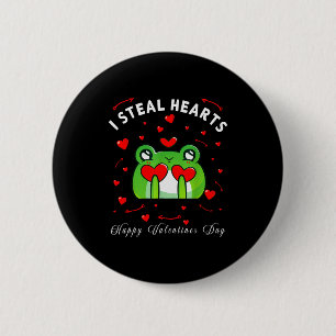 I Steal Hearts Funny Cute Frog Happy Valentines 6 Cm Round Badge