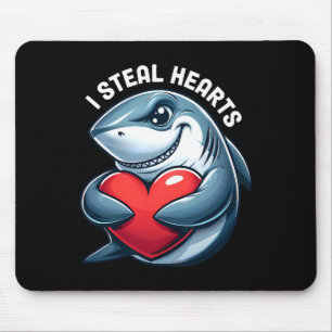 I Steal Hearts Funny Shark Valentine Heart Mischie Mouse Pad