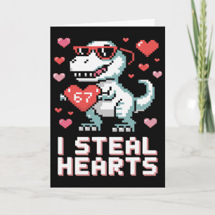 I Steal Hearts Funny T Rex Dinosaur Valentine Card