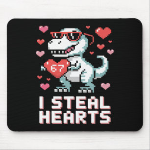 I Steal Hearts Funny T Rex Dinosaur Valentine Mouse Pad