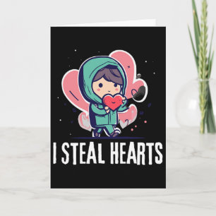 I Steal Hearts Funny Valentines Day Child Stealing Card