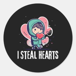 I Steal Hearts Funny Valentines Day Child Stealing Classic Round Sticker