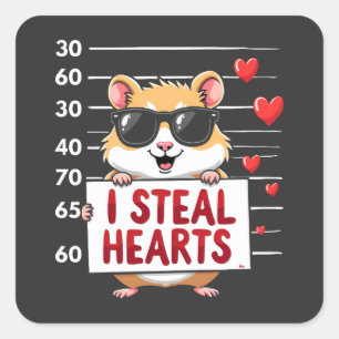 I Steal Hearts Hamster Lover Valentine Day  Square Sticker