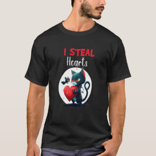 I Steal Hearts Happy Valentines Day love my Cat fo T-Shirt