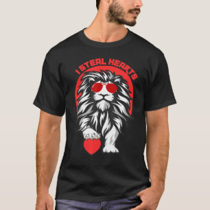 I Steal Hearts Lion Valentines Day Zoo Animal Wild T-Shirt