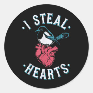 I Steal Hearts, Magpie Anatomical Heart Goth Valen Classic Round Sticker