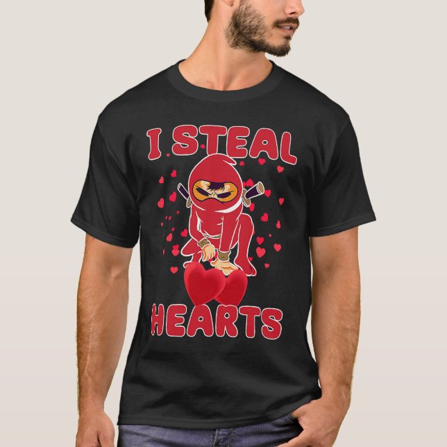 I Steal Hearts Ninja Boys Valentines Day Toddler   T-Shirt (Front)