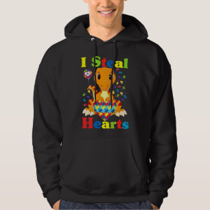 I Steal Hearts Puzzle Autism Awareness Cute Rex Di Hoodie