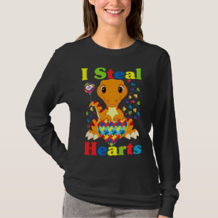 I Steal Hearts Puzzle Autism Awareness Cute Rex Di T-Shirt