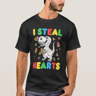 I Steal Hearts Puzzle Autism Awareness Dinosaurs T T-Shirt