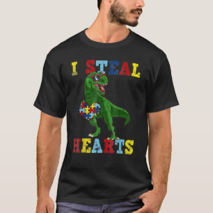 I Steal Hearts Puzzle Autism Awareness Rex Dinosau T-Shirt