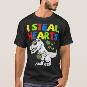 I Steal Hearts Puzzle Autism Awareness T Re Dinosa T-Shirt
