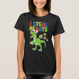 I Steal Hearts Puzzle Autism Awareness T Rex Dinos T-Shirt