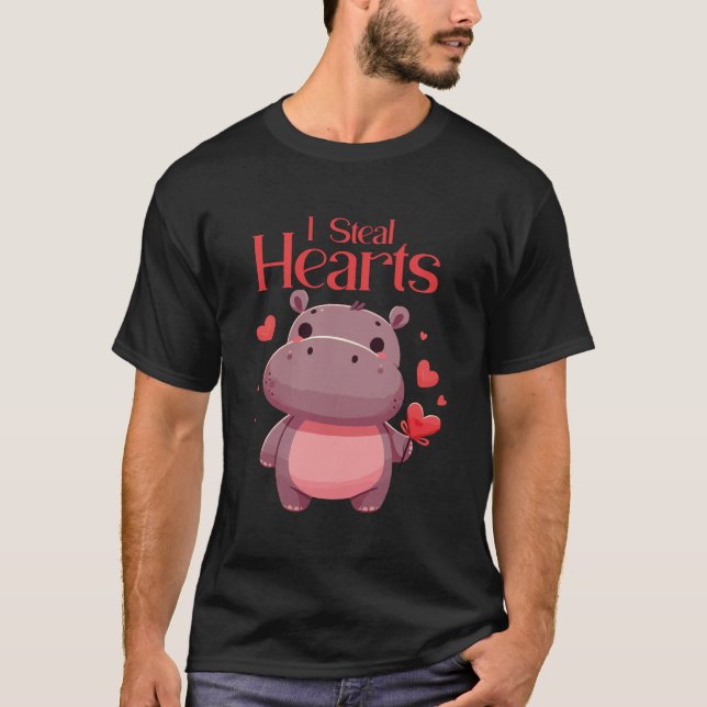 I Steal Hearts Pygmy Hippopotamus T-Shirt (Front)